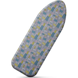 Чохол для прасувальної дошки Cozary 125 x 45 см, бавовна, для парогенератора та праски, стійкий до високих температур (210°C), блакитно-сірий в клітинку