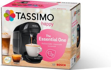 Кавомашина Tassimo Happy TAS1002N від Bosch: понад 70 напоїв, автоматична, для будь-яких чашок, компактна, 1400 Вт, чорний/антрацит