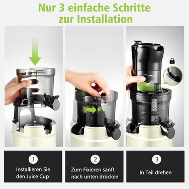 Соковижималка Aobosi Slow Juicer з реверсом, електрична, 80 мм отвір, для овочів та фруктів, 2000 Вт, тиха, BPA Free, жовта