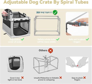 Клітка для собак Petsfit, складана, середнього та малого розміру, сіра, 76x50x49 см