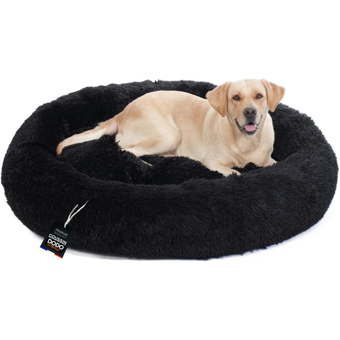 Dog Bed Medium-Sized Dogs [with washable cover] - Dog Basket, Cat Bed, Dog Sleeping Place & Furniture for Dogs, Long Dog Basket, Dog Bed, 80 cm Diameter (L 115 x W 115 x H 21 cm, Black)