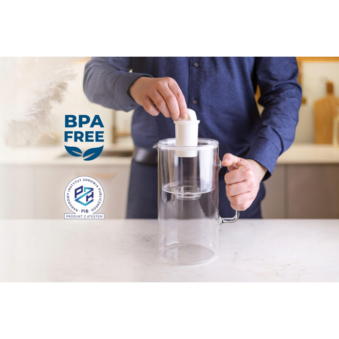Скляний фільтр-кувшин Wessper D2 BOROSILICATE 3 л, білий + 6 фільтрів