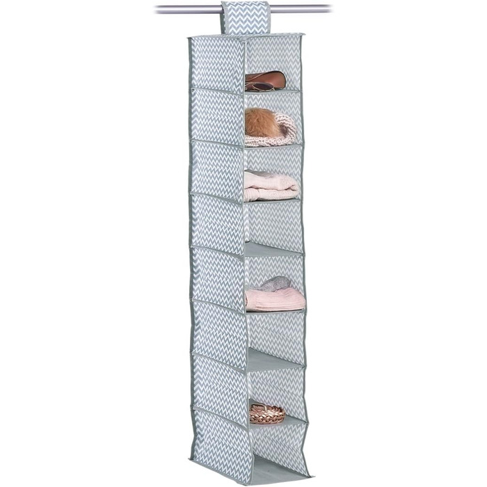 Органайзер для зберігання Zeller 14614 з 8 відділеннями, флізелін, тканина, 18 x 30 x 105 см, білий/сірий