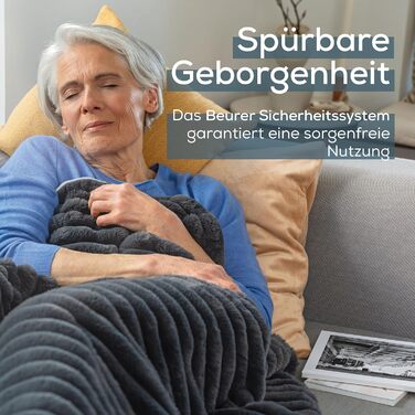 Електрична ковдра Beurer HD 75 Nordic з штучним хутром, 6 температурних режимів, автовимкнення, 180x130 см, бежево-коричнева