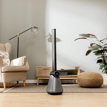 Вентилятор безлопатевий Cecotec EnergySilence 9890 Skyline, 100 см, 50 Вт, сенсорний LED-дисплей, пульт, 3 режими, 3 швидкості, таймер 15 год, кут розхитування 40º, сталева основа, чорний колір