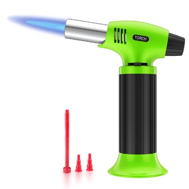 Кулінарний пальник для Крем-брюле, міні-пальник з регулюванням полум'я та захисним замком для десертів та BBQ, зелено-чорний (газ не входить)