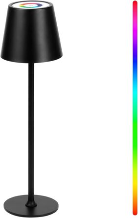 Бездротові LED-лампи настільні, перезаряджаються, 2 шт., 3000K, RGB, USB-C, 5500mAh, вологостійкі, чорні