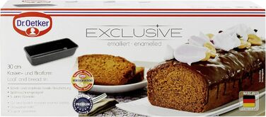 Dr. Oetker Kastenform 30 cm EXCLUSIVE, cake tin for juicy cakes and hearty breads, loaf tin with enamel sealing (color: Grey-Brown/Crème), quantity: 1 piece