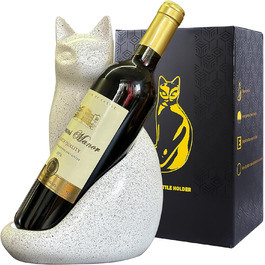 Wine Bottle Holder Organizer for Closet, Cat Sculpture for Tabletop, Countertop, Bar, Bar Cabinet, and Home Decor, Wine Lover Gifts for Women Men, White Wine Rack