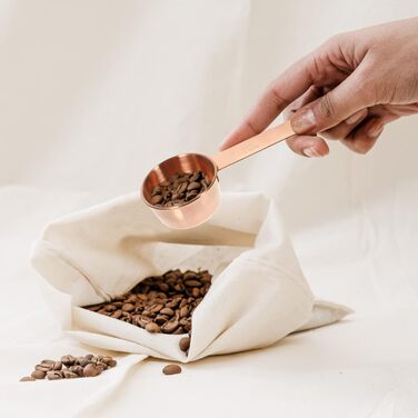 Amosfun 3-Piece Measuring Spoon Measuring Cup Set - Measuring Cups for Dry Ingredients - Basic Kitchen Utensil - Spoon Mini Cups with Lid and Straw - Reusable Cutlery - Drinking - Stainless Steel - Rose Gold