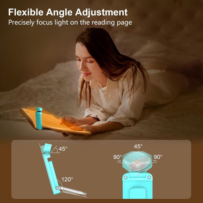 LED кріплення-лампа для читання Gritin з USB-зарядкою, 3 кольори та 3 рівні яскравості, захист очей, блакитний