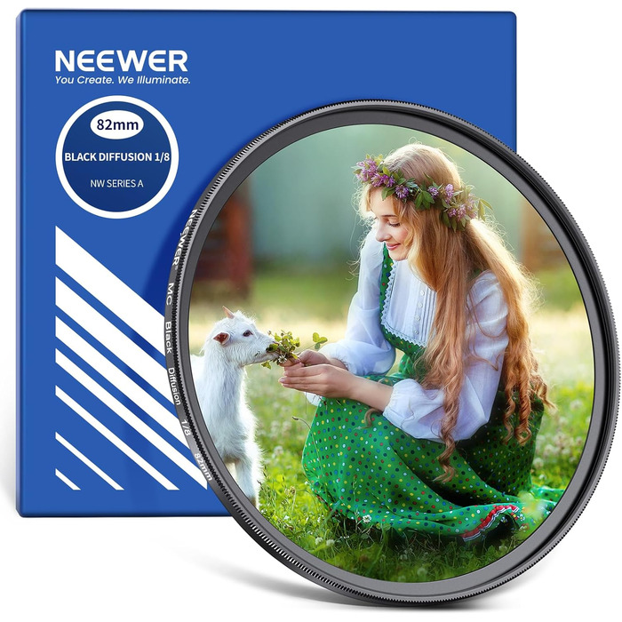 NEEWER 82mm Фільтр Diffusion 1/8 - М'який ефект кіно, водостійкий, з покриттям, для відео та портретної зйомки