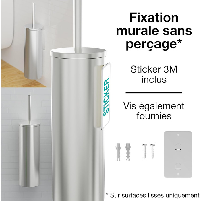 Набір щіток для унітазу Hovea (2 шт.) - чорний колір, силікон та метал. Кріплення на стіну без свердління. Тримач для щіток. Модель WC3620