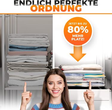 PACKDUDE® Vacuum Bags for Clothing - Small & Large I 18 PIECES I 8 x Vacuum Bags for Vacuum Cleaner & 10 x Roll-Up Vacuum Bags (without valve) I Vacuum Bags for Clothing