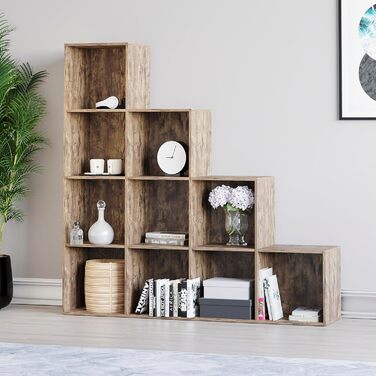 Стелаж Vida Designs Durham на 10 кубів, темне дерево, книжкова полиця-органайзер для вітальні