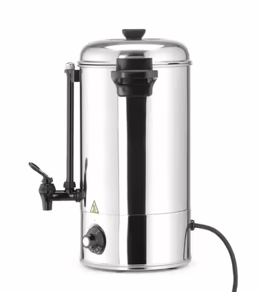 HENDI Hot Beverage Dispenser, Single-Walled, for Mulled Wine and Boiling Water (not for hot chocolate), Temperature continuously adjustable 94-99°C, Dry-boil protection, 9L, 230V, 2200W, 340x227x(H)468mm, Stainless Steel