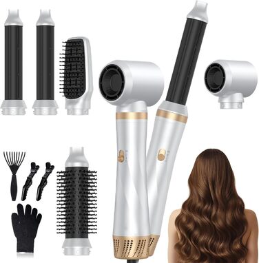 Набір для укладки волосся Souvik: щітка-фен, плойка, об'єм, сушка (білий)