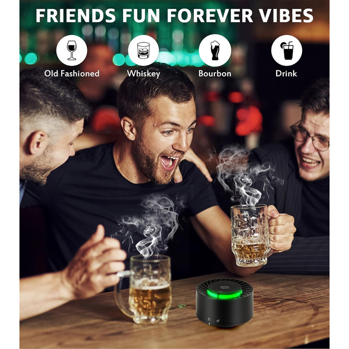Електричний набір для копчення віскі з LED-підсвіткою, 6 ароматів деревини, без бутану, перезаряджуваний, ретро-дизайн, барний аксесуар, подарунок для чоловіків, батька, чоловіка