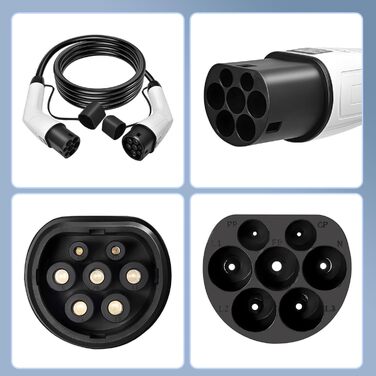 Кабель для зарядки електромобіля Type 2 (22kW, 32A, 5M) з варіатором напруги 3-фазний, з сумкою, для Tesla, e-Golf, ID.3, i3 (TÜV/CE/IP65)