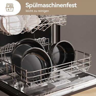 Набір каструль та сковорідок 9-ти частинний з антипригарним покриттям, кераміка, для всіх типів плит, сумісний з духовкою (темно-сірий)