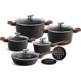 Набір каструль та сковорідок Edenberg 12 предметів з антипригарним покриттям (індукційні)