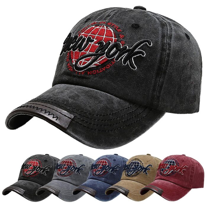 Кепка бейсболка чоловіча чорна, регульована, з вишивкою, бавовна, літня, для захисту від сонця