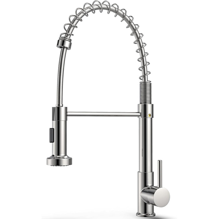 Кухонний змішувач з висувним виливом та душем, поворотний на 360°, з двома режимами розпилення, одноlever, хром