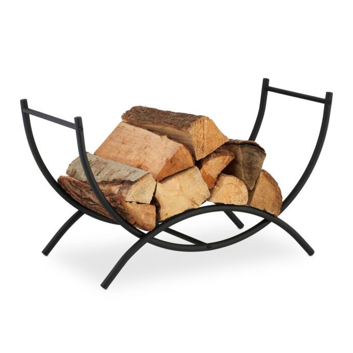Relaxdays Black Metal Firewood Basket