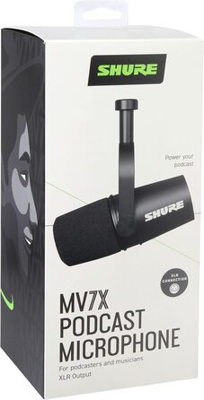 Мікрофон Shure MV7X XLR – Динамічний мікрофон для подкастів та вокалу, з технологією ізоляції звуку, чорний