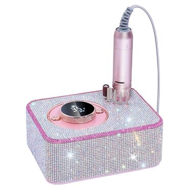 Професійна електрична машинка для манікюру та педикюру 45000 RPM, рожева, з алмазним фрезером, для салонного та домашнього використання