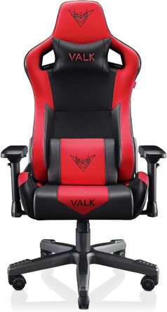 Ігровий крісло VALK Gaia з підлокітниками 4D, газовою амортизатором класу 4, регульованою спинкою 160º та штучною шкірою (Червоний)