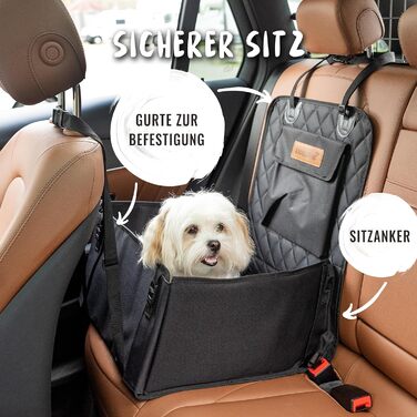 Автокрісло для собак Rudelkönig: водонепроникний кошик для собак середніх та маленьких порід, чорного кольору, розмір L