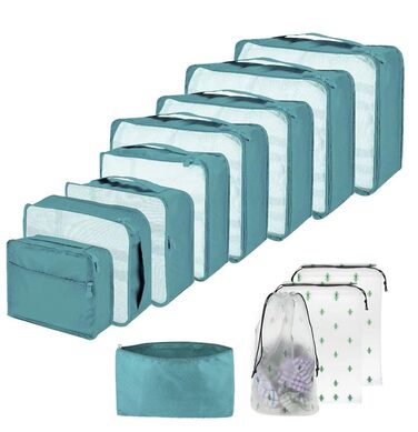Органайзери для валізи Packing Cubes 12 шт. – Набір для подорожей, різні розміри та кольори (блакитний)