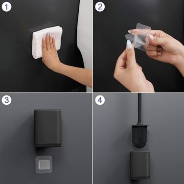 Силіконова щітка для унітазу з гнучкими щетинками, набір для ванної кімнати, чорна