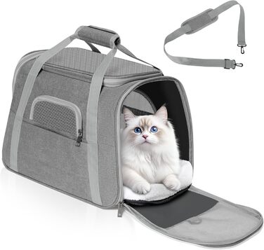 Транспортний бокс для котів Romon - переноска для тварин, переноска для кота, сумка для кошенят та собак до 6 кг (сірий, 44x28x25 см)