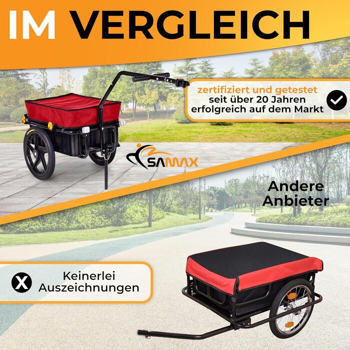 Причіп для велосипеда SAMAX 70 літрів / 60 кг, вантажний, з кріпленням, чорний (70л / 60кг)