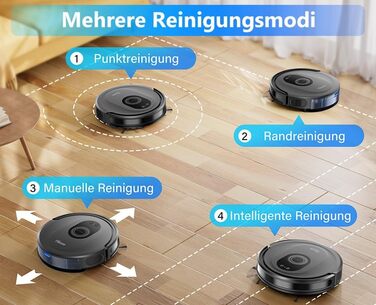 Робот-пилосос 2-в-1 з функцією миття Tikom G8000 Max, 5000Pa, самостійна зарядка, Wi-Fi, 150 хв, для тварин, килимів, твердих підлог, чорний