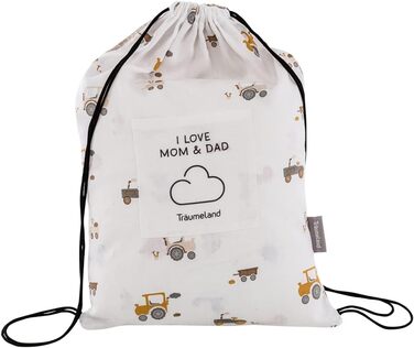 Комплект постільної білизни Träumeland для немовлят, 80x80 см + 35x40 см, 100% бавовна, зручна сумка-мішечок (Маленька ферма)