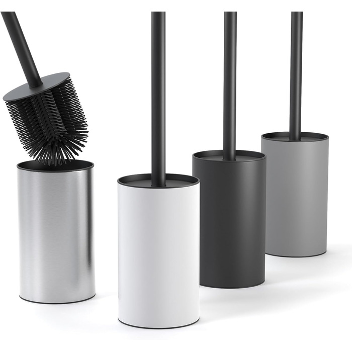 Силіконова щітка для унітазу SAVEGA з нержавіючої сталі з підставкою - гігієнічна щітка з бризковим захистом