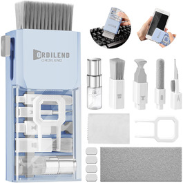 Набір для чищення клавіатури та ноутбука Ordilend: щітка, очищувач для MacBook, телефону, планшета, комп'ютера. Легкий у використанні та транспортуванні. Бренд Moranti, колір блакитний