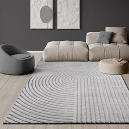 Carpet Knight Eleganter, High-Quality Living Room Rug, Soft Short Pile, 3D Effect, Shiny Design Elements, High-Low Structure, Beige Diamond Pattern, 80 x 150 cm