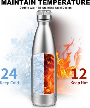 Термос-пляшка спортивна 750 мл, з нержавіючої сталі, подвійні стінки, без BPA, для кемпінгу, подорожей та спорту