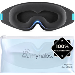 Маска для сну MyHalos® – 3D маска для сну для жінок та чоловіків, повна затемненість, комфорт без тиску, з етанью