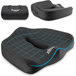 Ортопедична подушка для сидіння Feagar з ефектом пам'яті (Memory Foam) для розвантаження куприка