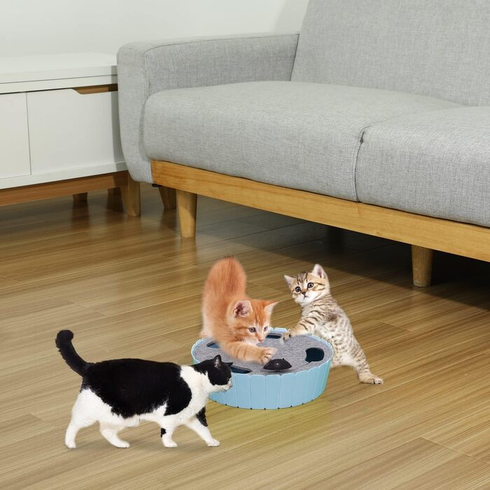 Інтерактивна електрична іграшка-миша Pawaboo для котів, килимок-лежак з котячою м'ятою, м'ячик для гри, для кошенят, зелено-блакитна