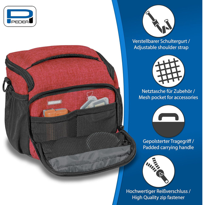 Сумка для DSLR камери PEDEA, червона, з водонепроникним чохлом