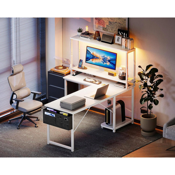 Кутовий ігровий стіл L-подібний 135x100 см з LED-підсвіткою, міцний