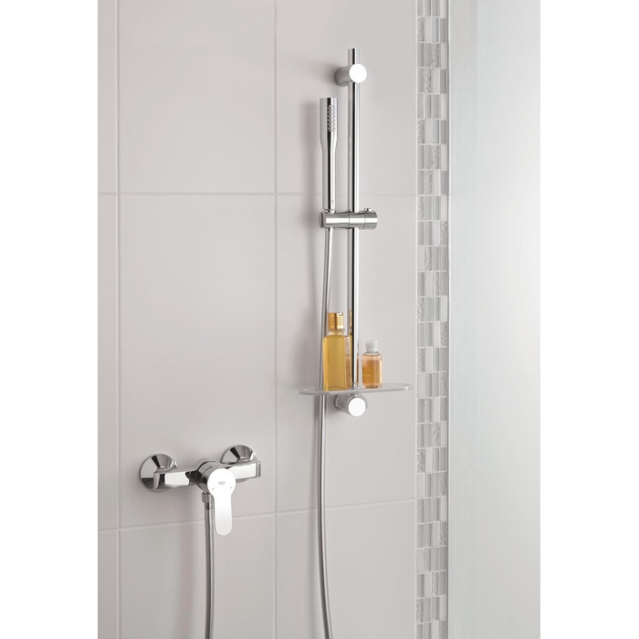 GROHE Vitalio Get - Hand Shower 1 Spray Pattern (perfect spray pattern, suitable for flow heaters, double-walled hand shower, Anti-limescale system), silver, 27458000