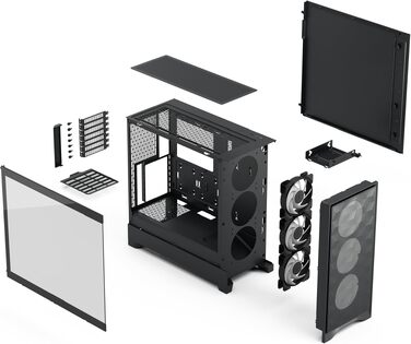 Корпус для ПК Fractal Design Pop Air 2 Black Mesh ATX, 3x 120 мм вентилятори, загартоване скло, RGB, чорний