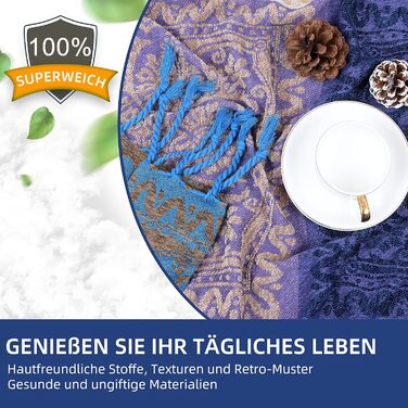 HOORDRY Chenille Woven Throw Blanket, Double-Sided Boho Blanket with Tassels, Double Bed Coverlet, Noble and Cozy Soft TV Blanket Sofa Blanket Reversible Bedspread, 220x260CM, Purple/Blue Purple 220 x 260 cm